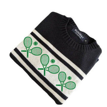 Tennis Racquets Sweater- Navy/Green