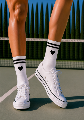 Athletic Socks  - Black & White Heart