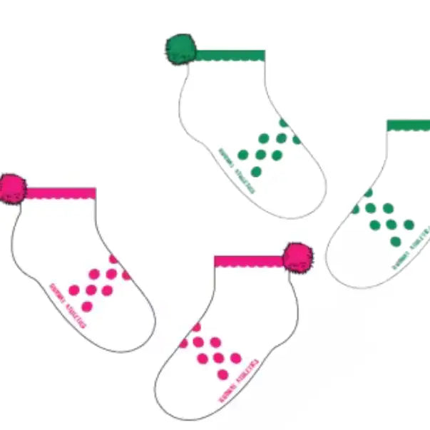 Athletic Socks - Pom Pom Sock Set - Pink & Green