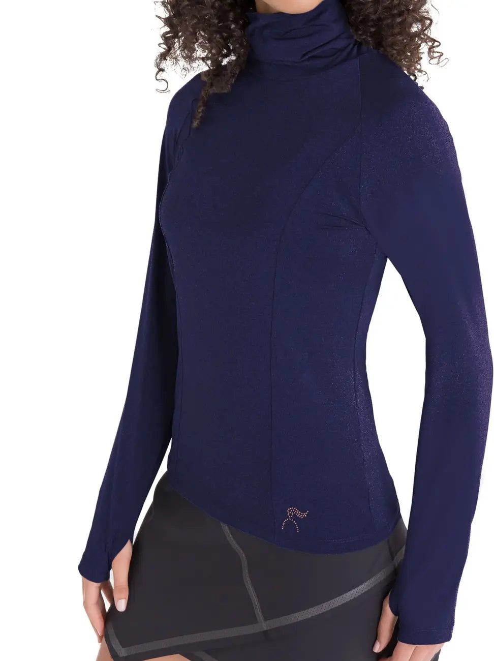 Get ready to layer up in style with our Sporty Soft Turtleneck Top in navy blue. Comfortable, versatile, and perfect for any occasion. 