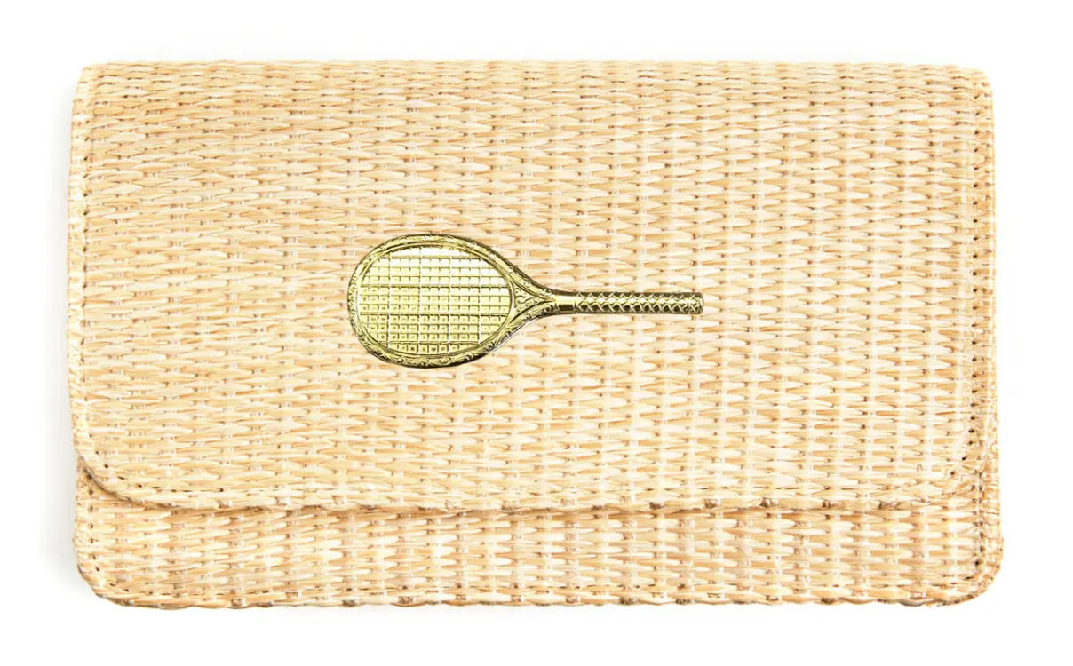 Elevate your style on and off the court with our Racquet Woven Clutch. Chic and functional, perfect for any occasion. 