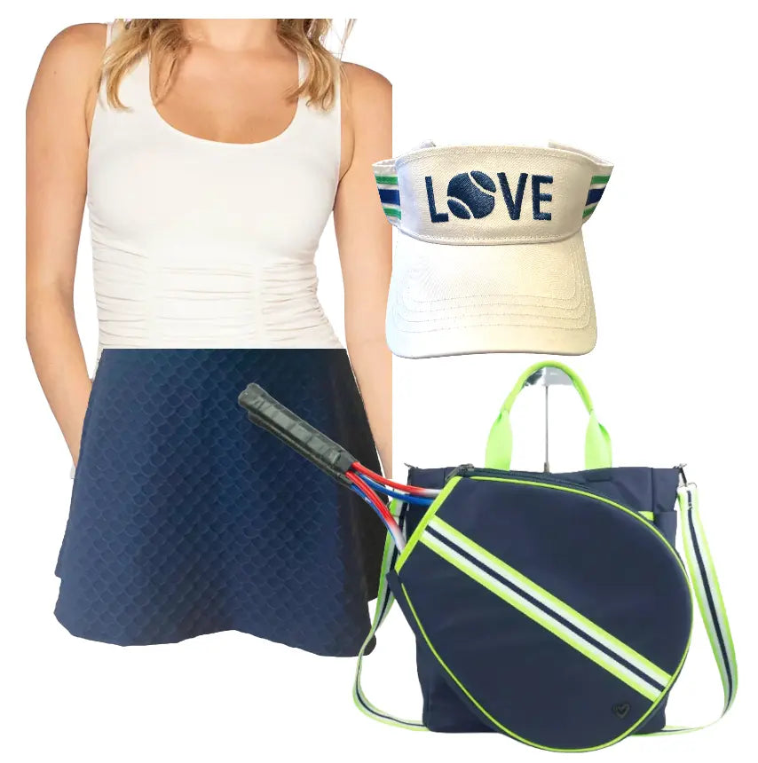 Buy this Nola Navy Blue Scallop Skirt- Runway Athletics. Made with high-quality materials. Looks perfect with your tennis accessories.