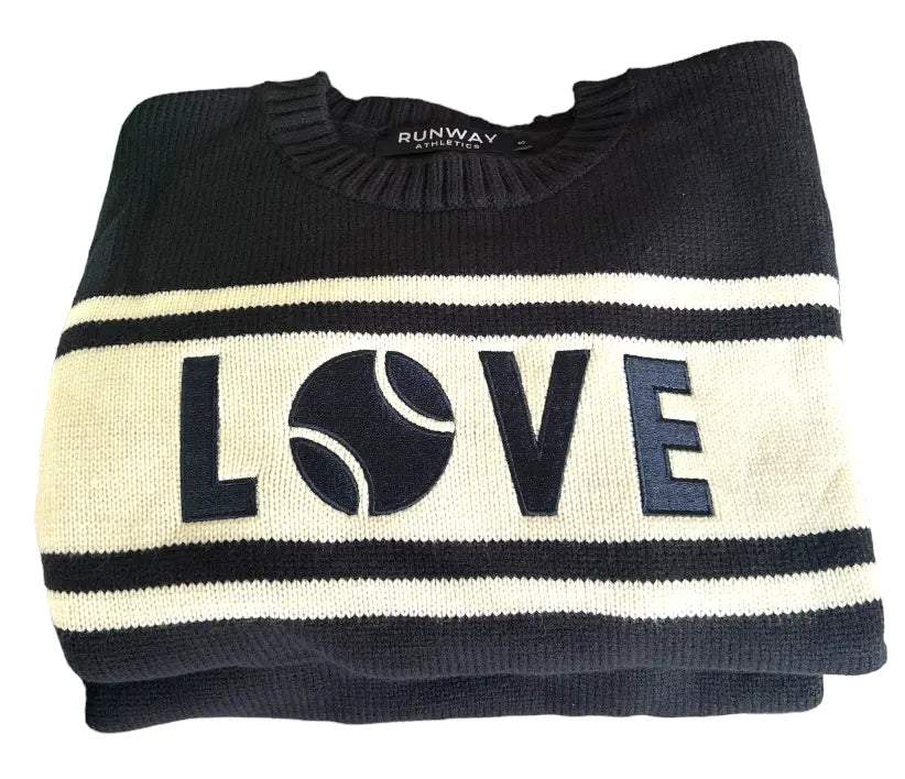 Buy Embroidered LOVE Sweater. classic off-white & navy embroidered appliqué sweater has Cotton Blend that prevents wrinkling