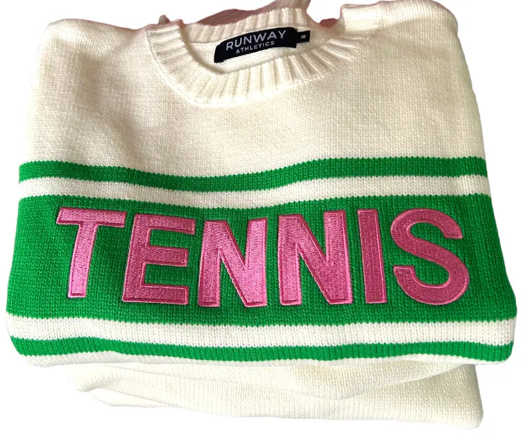 Shop this Tory Burch style Tennis Sweater from Runway Athletics. Our RA designed crew neck sweater, with ribbed trim