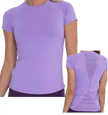 Buy Women's Sun Shirt in Lilac- Runway Athletics. Built to move with you, this laser-cut performance tee features a longline slim fit.