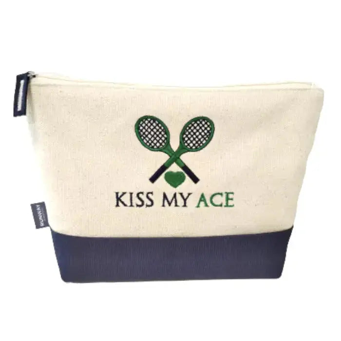 Shop Kiss My Ace White Cotton Clutch bag. Perfect for the tennis bag goodies we need to keep organized inside our tennis bag.